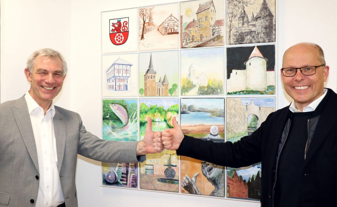 Peter Beyer im Austausch mit Bürgermeister Klaus Pesch. / Foto: Stadt Ratingen.
